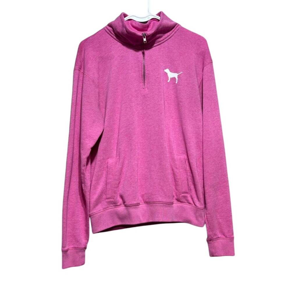 Victoria’s Secret PINK Half Zip Pullover Pocket Sweatshirt Pink Dog Logo XS